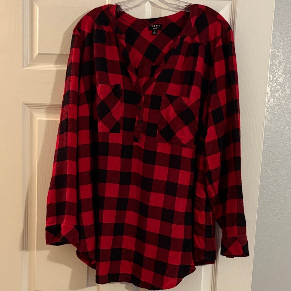 Torrid Harper Soft Flannel Plaid long sleeve Pullover NWOT